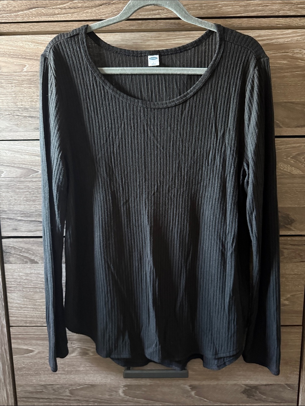 Old Navy Black Ribbed Long-Sleeve Scoop Neck Top